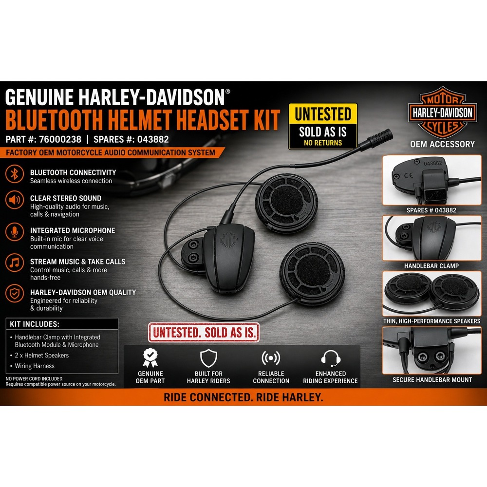 Harley-Davidson 043882 Wired Helmet Headset Boom Mic Speakers Black OEM